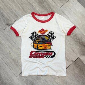 Rare Vintage 80's Cayuga Speedway Canada Hanley Ringer T-Shirt - Size Small
